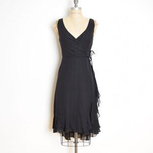 vintage Y2K dress black silk flutter fairy core whimsigoth party cocktail mini M